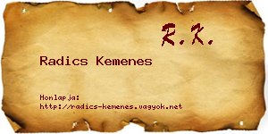 Radics Kemenes névjegykártya